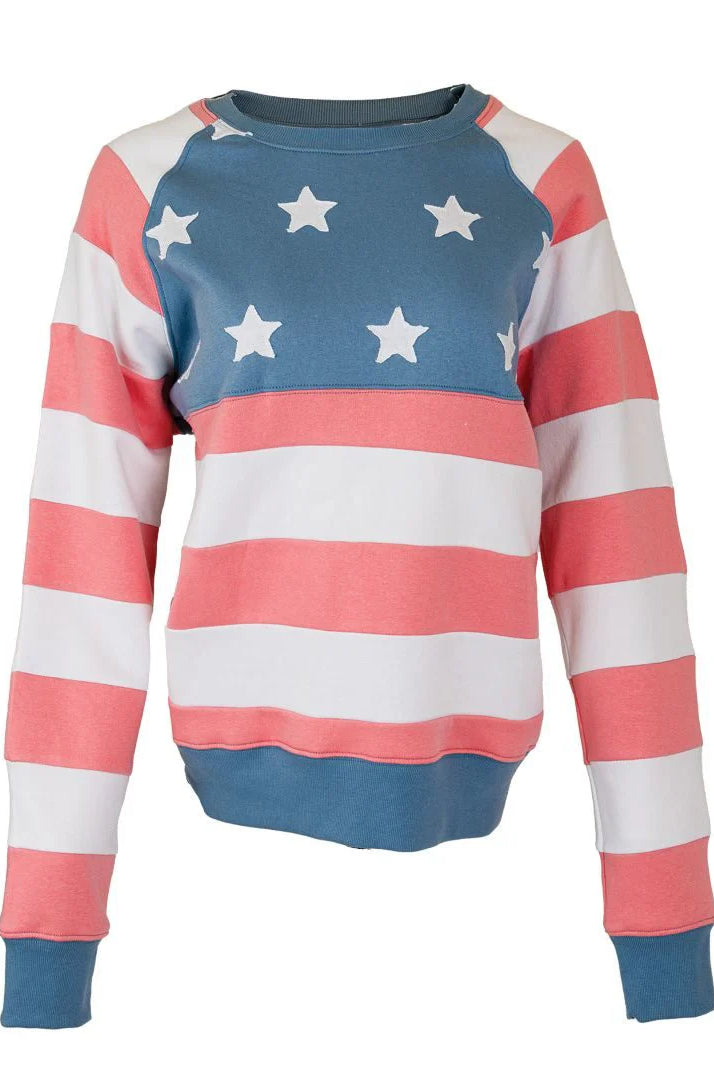 SS Patch USA Crewneck-Fashion Tops-Podos Boutique, a Women's Fashion Boutique Located in Calera, AL