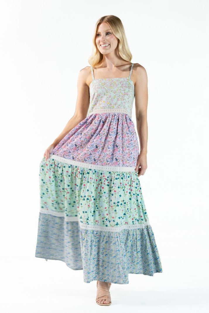 Simply Southern Multi Flower Dress-Maxi Dresses-Podos Boutique, a Women's Fashion Boutique Located in Calera, AL