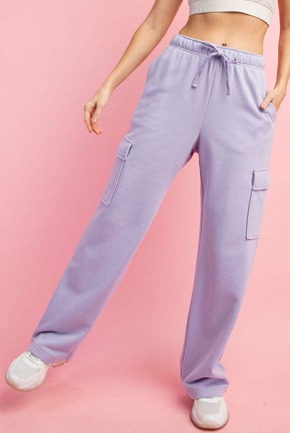 French Terry Straight Cargo Sweatpants-sweatpants-Podos Boutique, a Women's Fashion Boutique Located in Calera, AL