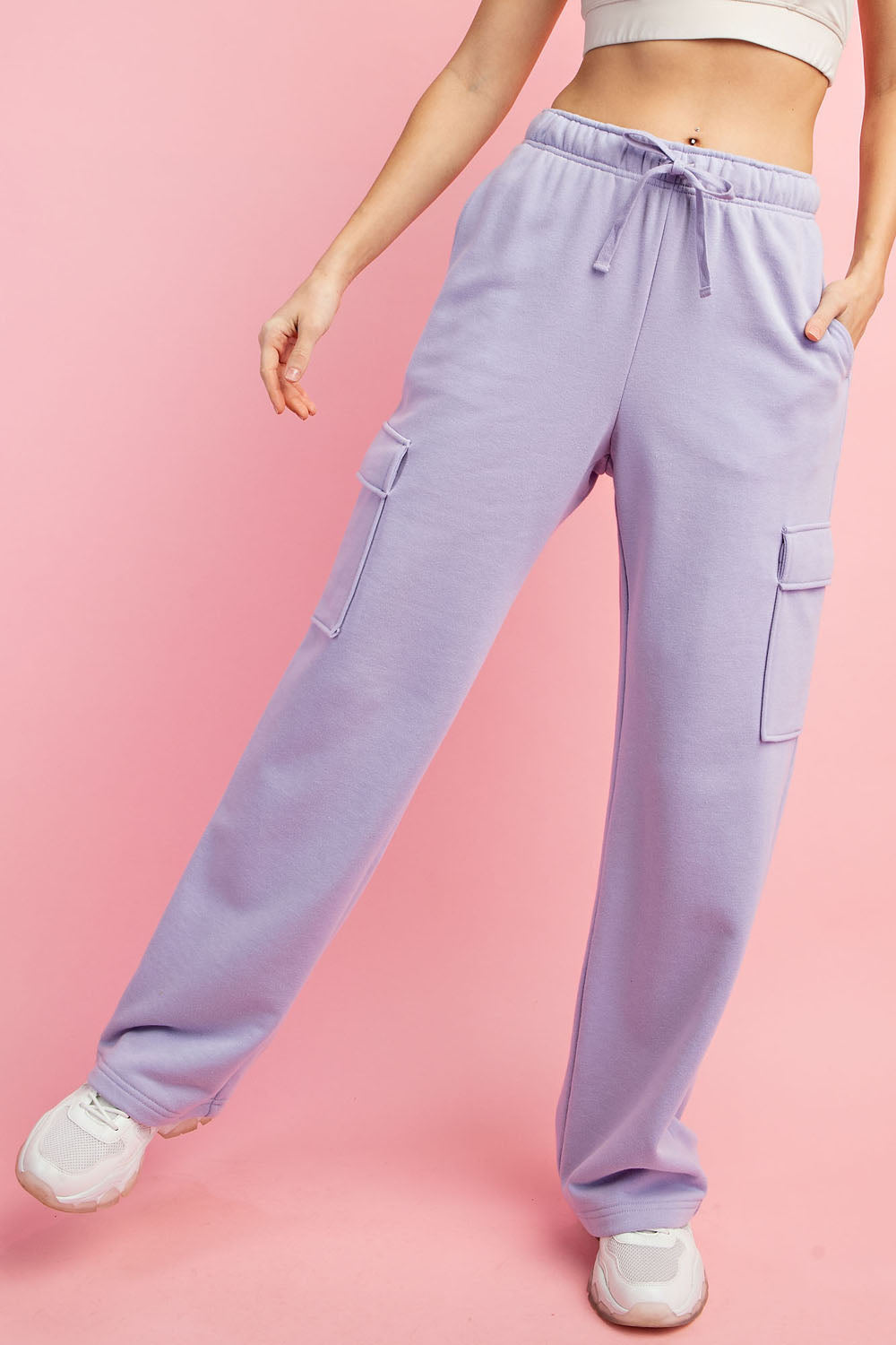 French Terry Straight Cargo Sweatpants-sweatpants-Podos Boutique, a Women's Fashion Boutique Located in Calera, AL
