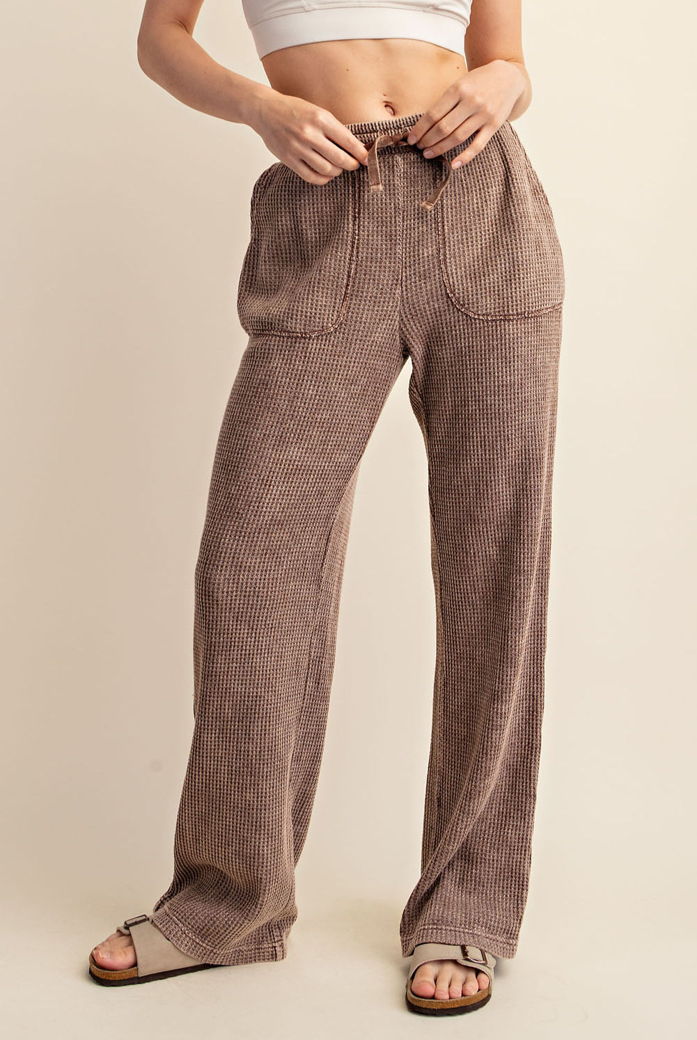 Waffle Straight Sweatpants-sweatpants-Podos Boutique, a Women's Fashion Boutique Located in Calera, AL