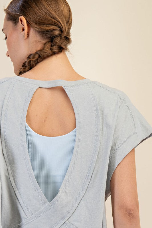 Rae Mode Open Back Slub Top-Fashion Tops-Podos Boutique, a Women's Fashion Boutique Located in Calera, AL