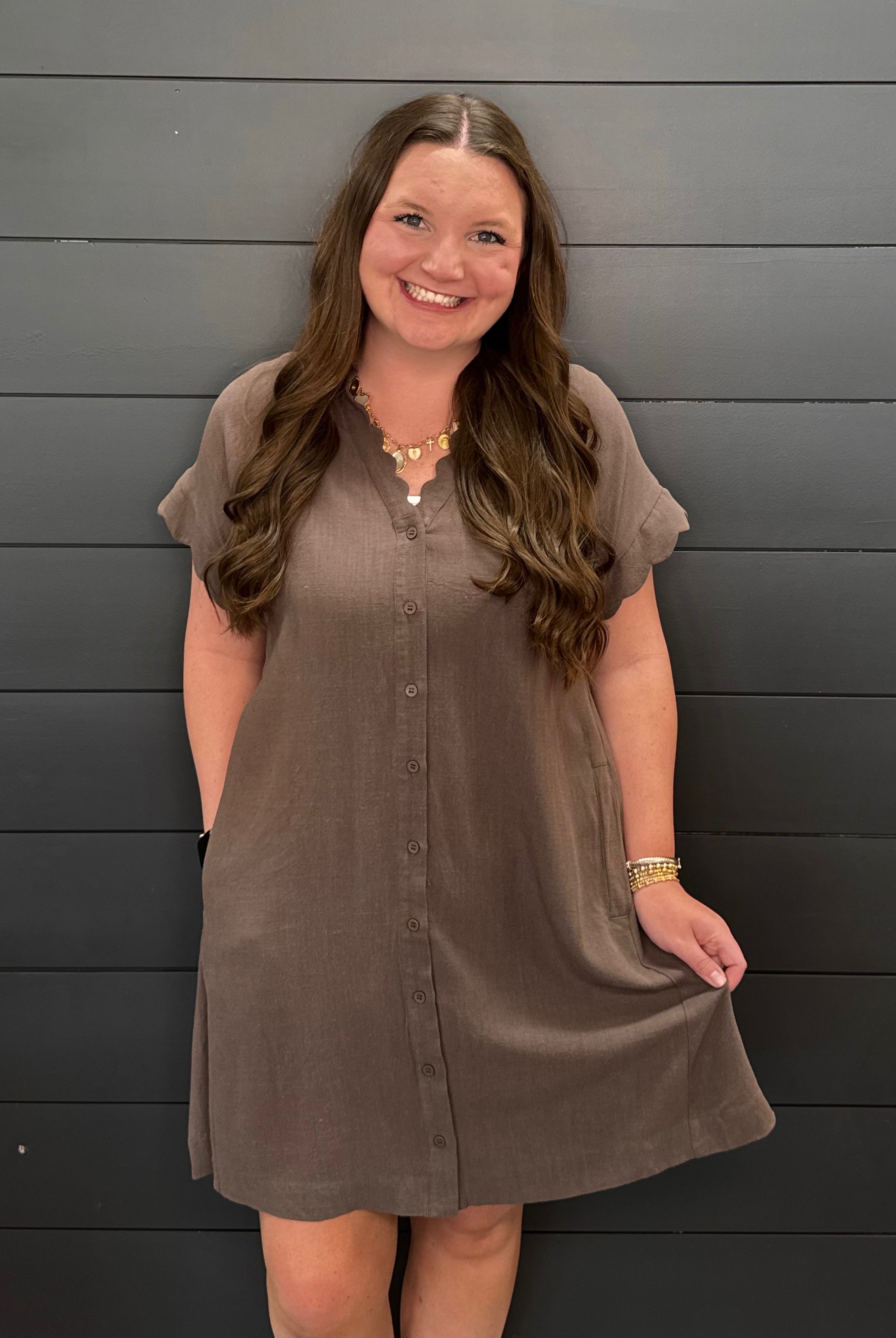 Grab An Espresso Dress-Short Dresses-Podos Boutique, a Women's Fashion Boutique Located in Calera, AL