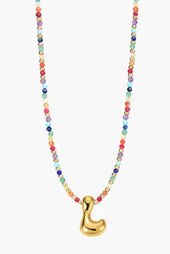 Rainbow Bubble Letter Necklace-Jewelry-Podos Boutique, a Women's Fashion Boutique Located in Calera, AL