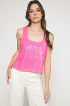 Sequin Round Neck Top-Tank Tops-Podos Boutique, a Women's Fashion Boutique Located in Calera, AL