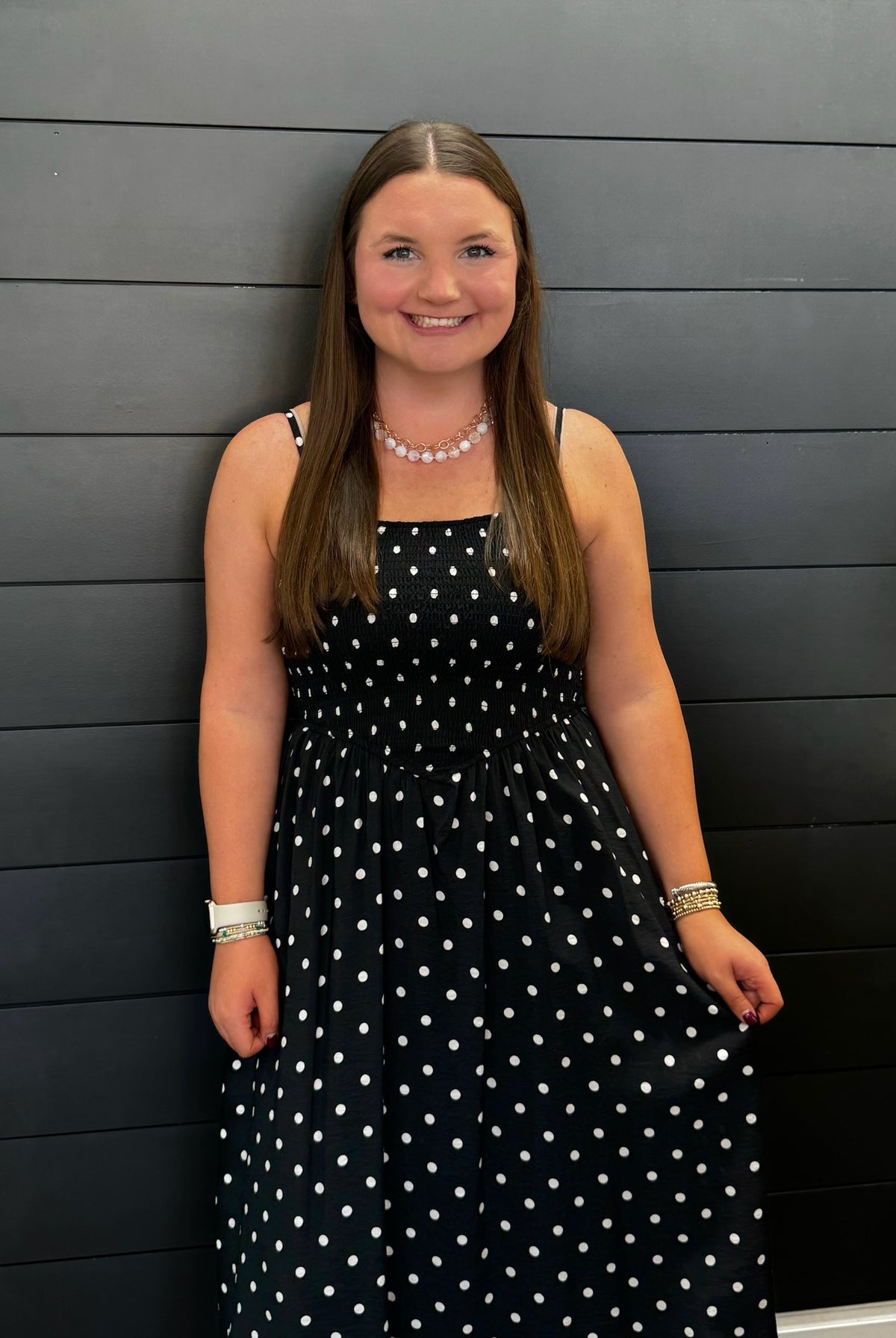 Give Me Polka Dots Dress-Midi Dresses-Podos Boutique, a Women's Fashion Boutique Located in Calera, AL