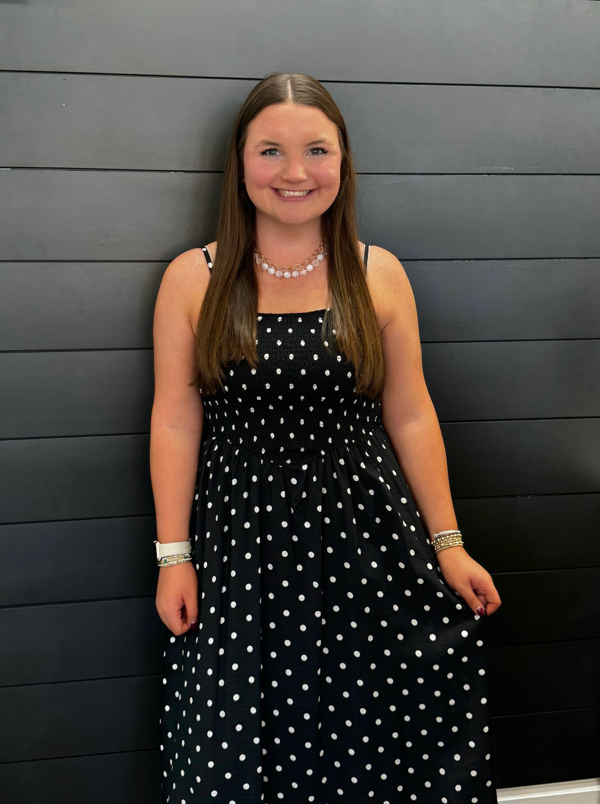 Give Me Polka Dots Dress-Midi Dresses-Podos Boutique, a Women's Fashion Boutique Located in Calera, AL