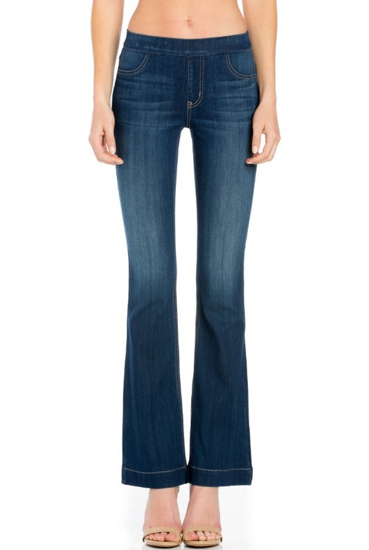 33" Mid Rise Flared Jeggings-Jeans-Podos Boutique, a Women's Fashion Boutique Located in Calera, AL