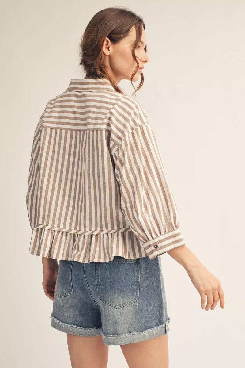 Stripe A Pose Top-Fashion Tops-Podos Boutique, a Women's Fashion Boutique Located in Calera, AL