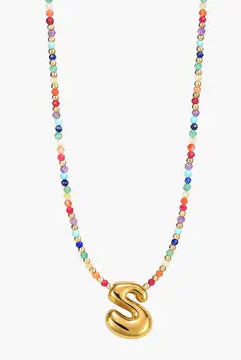 Rainbow Bubble Letter Necklace-Jewelry-Podos Boutique, a Women's Fashion Boutique Located in Calera, AL