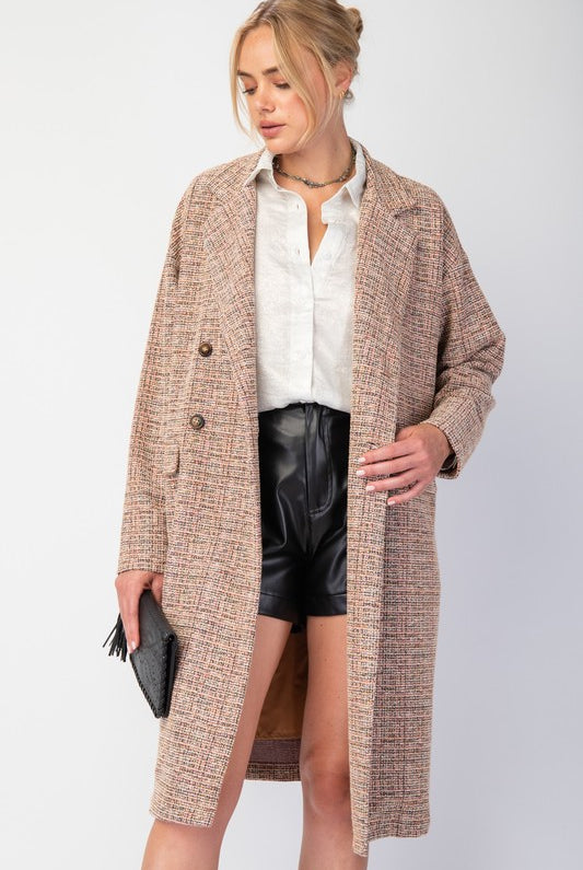 Double Button Maxi Tweed Coat-Jackets-Podos Boutique, a Women's Fashion Boutique Located in Calera, AL