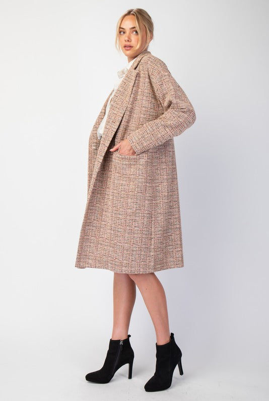 Double Button Maxi Tweed Coat-Jackets-Podos Boutique, a Women's Fashion Boutique Located in Calera, AL