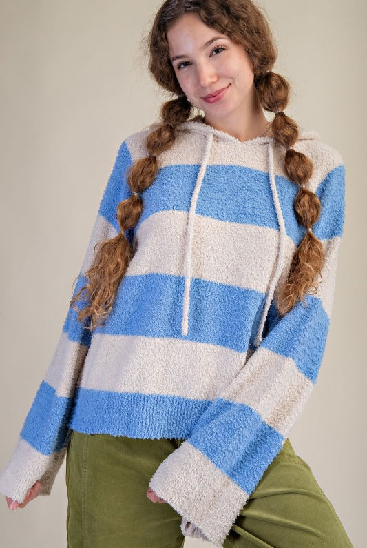 Rugby Stripe Hoodie-Sweaters-Podos Boutique, a Women's Fashion Boutique Located in Calera, AL