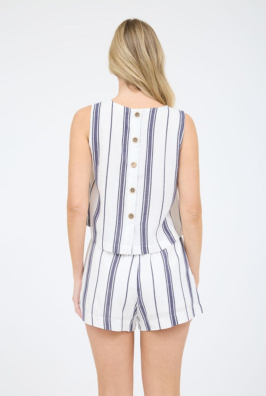 Blu Pepper Back Button Top-Fashion Tops-Podos Boutique, a Women's Fashion Boutique Located in Calera, AL