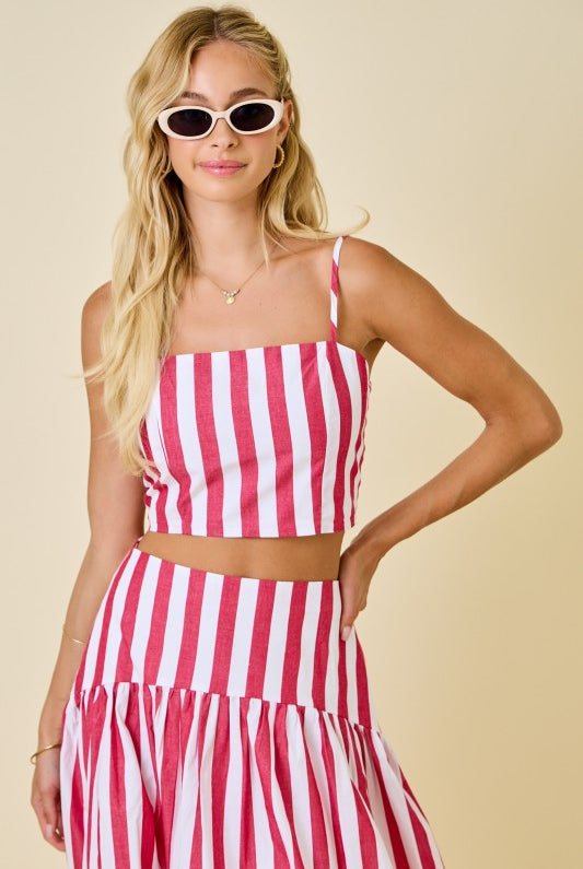 Game Day Strips Crop Top-Fashion Tops-Podos Boutique, a Women's Fashion Boutique Located in Calera, AL