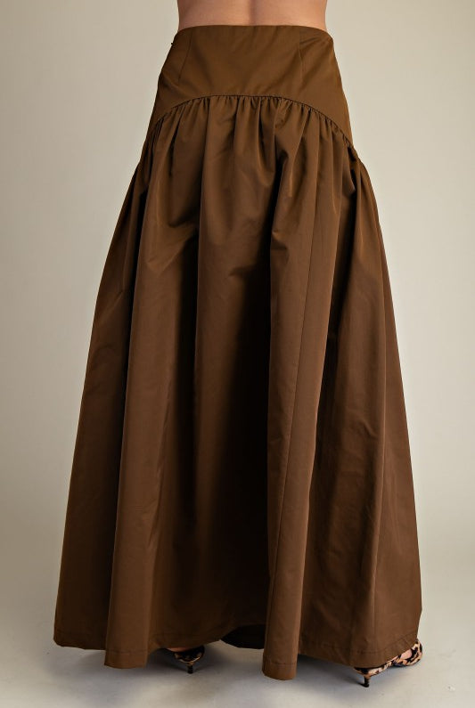 A-Line Mocha Flair Skirt-Skirts-Podos Boutique, a Women's Fashion Boutique Located in Calera, AL
