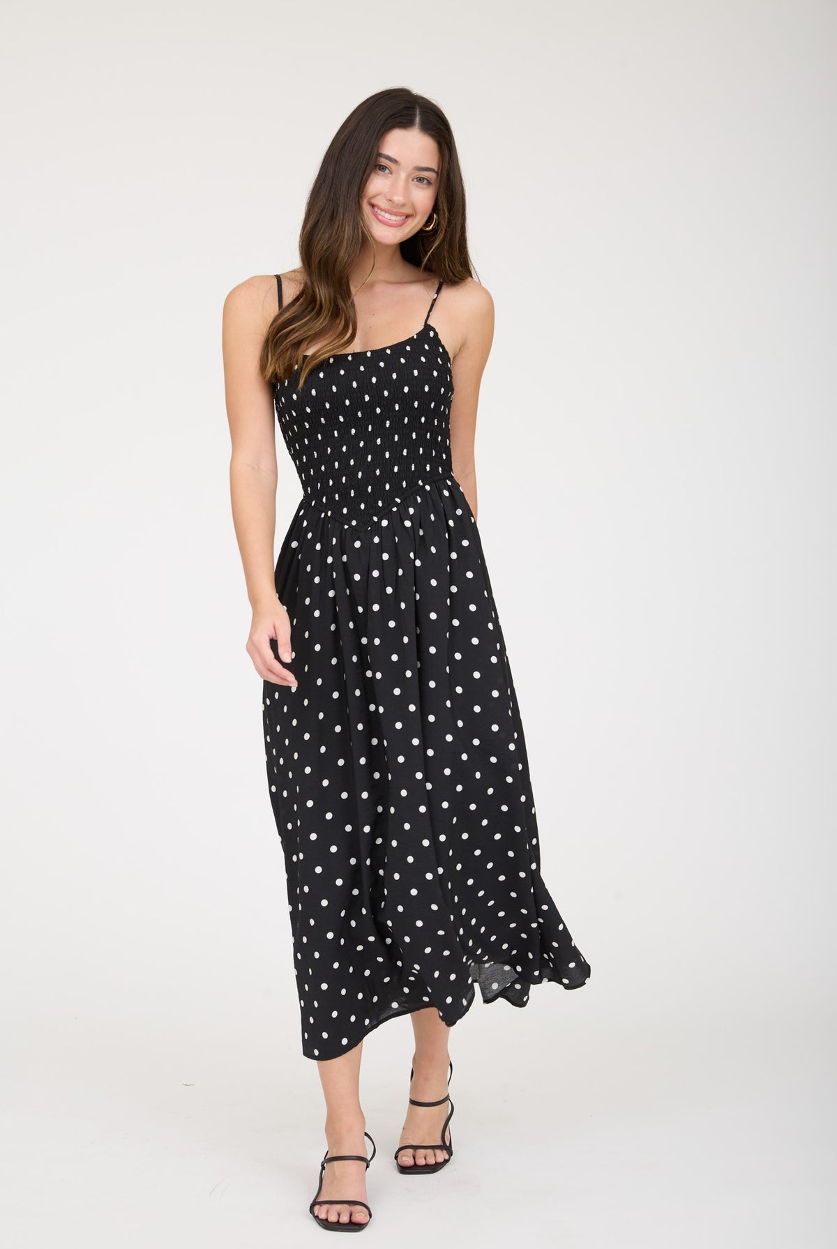 Give Me Polka Dots Dress-Midi Dresses-Podos Boutique, a Women's Fashion Boutique Located in Calera, AL