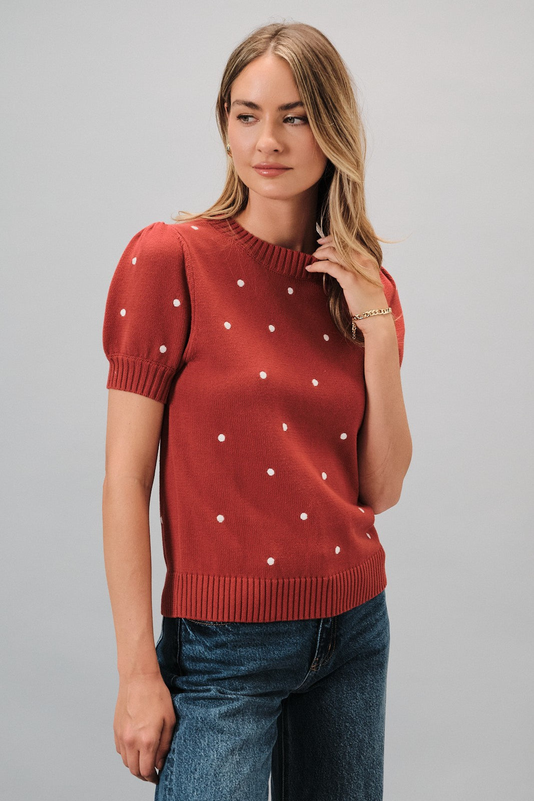 Dotting The Eyes Sweater Top-Podos Boutique, a Women's Fashion Boutique Located in Calera, AL