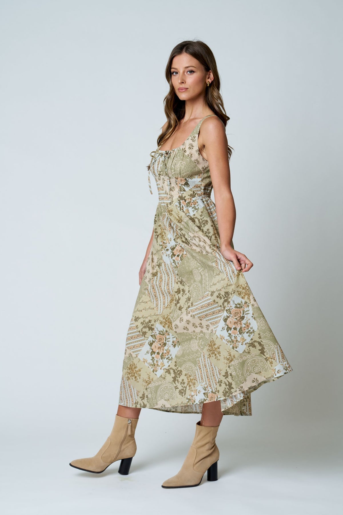 Loving The Patchwork Dress-Midi Dresses-Podos Boutique, a Women's Fashion Boutique Located in Calera, AL