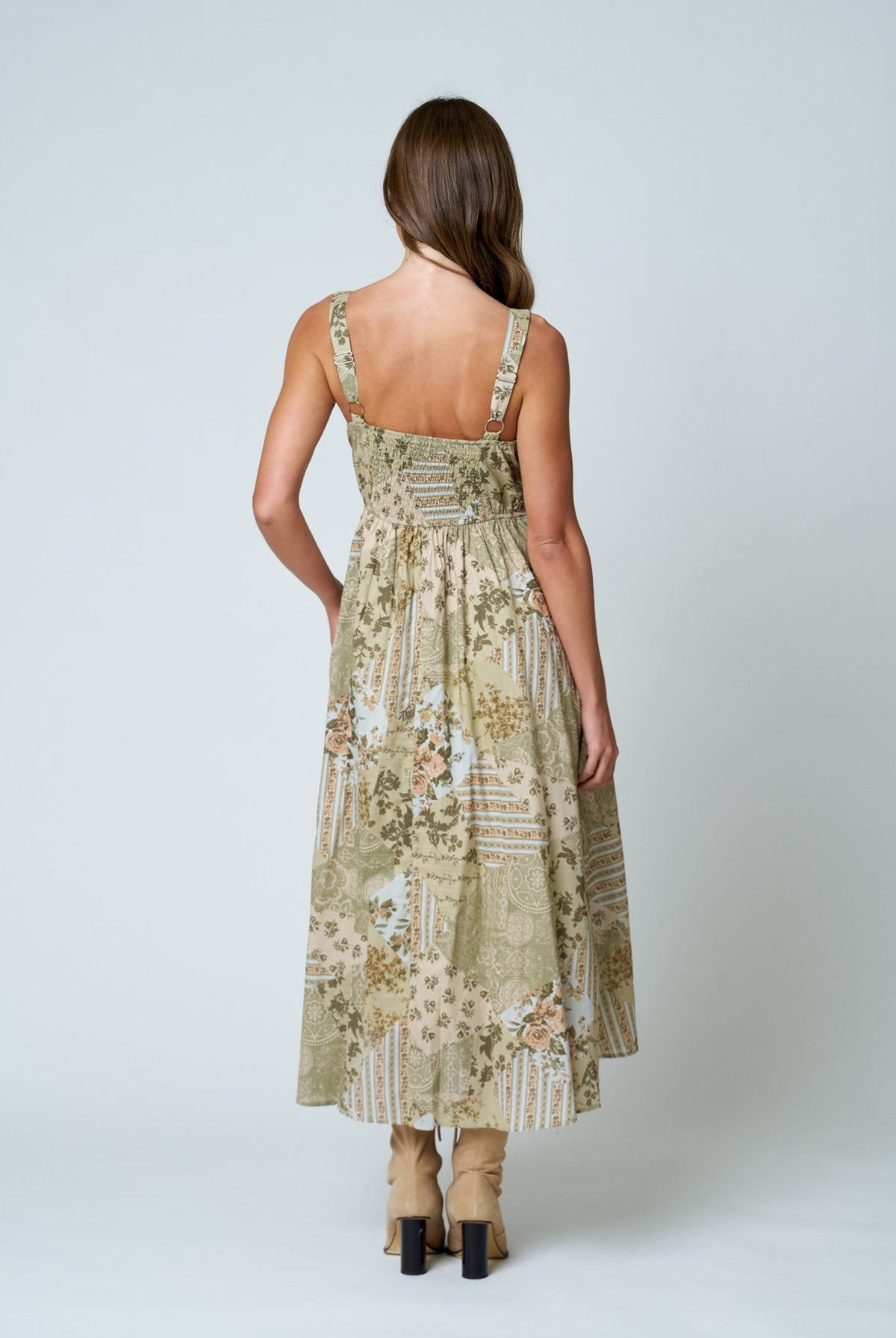 Loving The Patchwork Dress-Midi Dresses-Podos Boutique, a Women's Fashion Boutique Located in Calera, AL