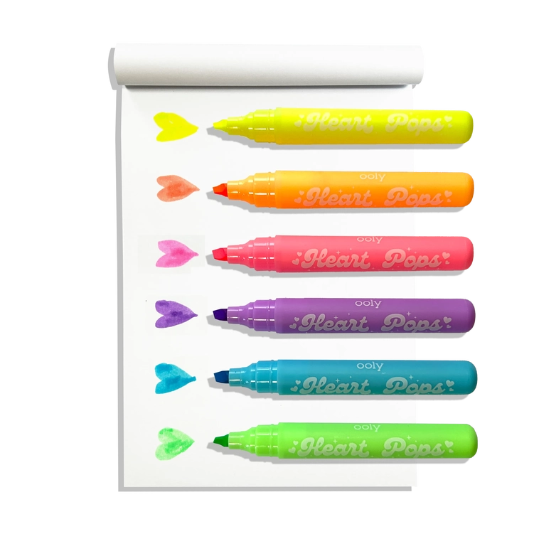 Heart Pops Neon Highlighters - Set of 6-Stationary-Podos Boutique, a Women's Fashion Boutique Located in Calera, AL