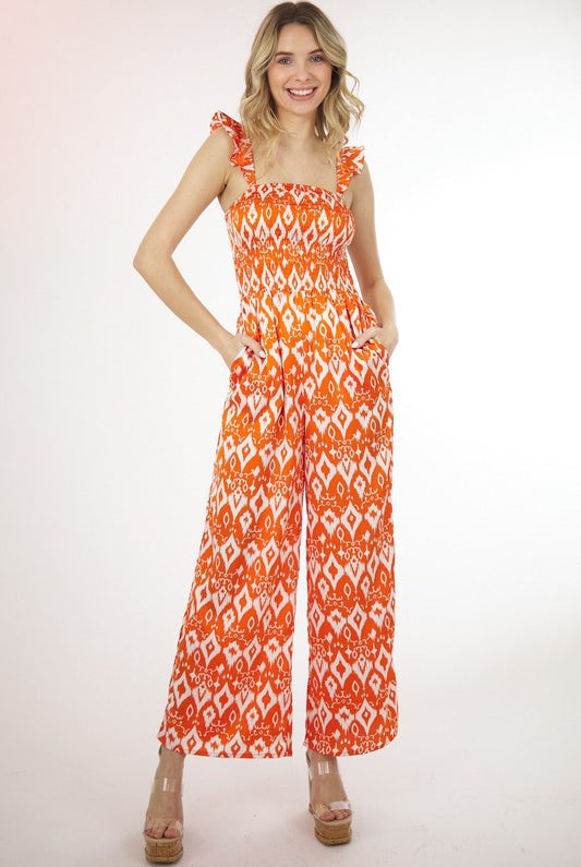 Retro Print Tube Top Jumpsuit-Rompers & Jumpsuits-Podos Boutique, a Women's Fashion Boutique Located in Calera, AL