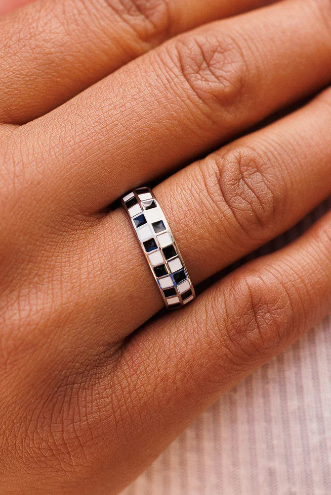 PV Checkerboard Ring-Rings-Podos Boutique, a Women's Fashion Boutique Located in Calera, AL