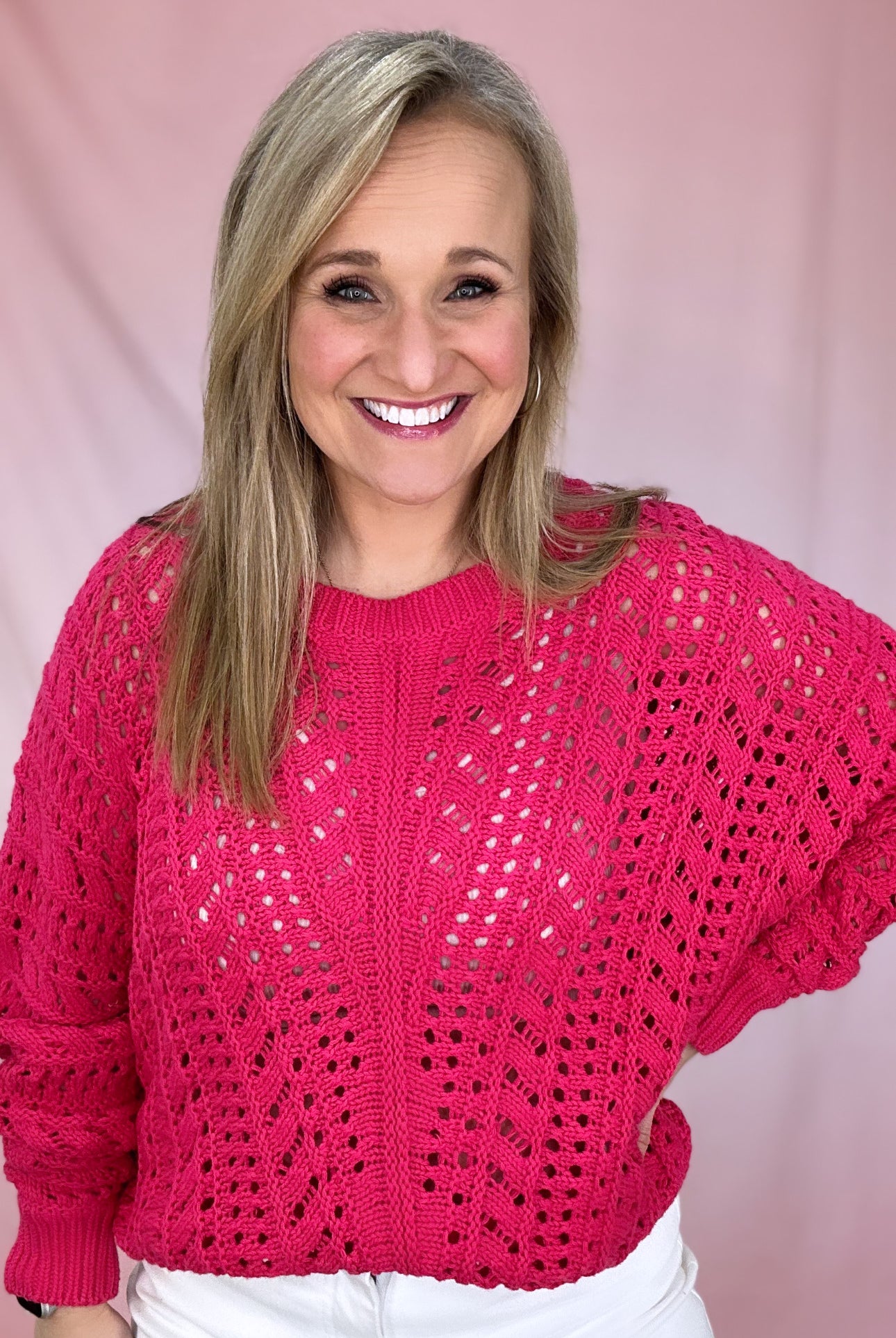Brite Open Weave Sweater-Sweaters-Podos Boutique, a Women's Fashion Boutique Located in Calera, AL