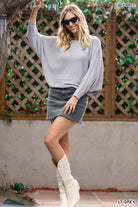 Ribbed Batwing Boatneck Sweater-Sweaters-Podos Boutique, a Women's Fashion Boutique Located in Calera, AL