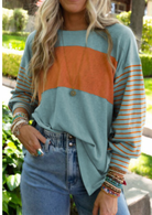 Colorblock Striped LS Top-Long Sleeves-Podos Boutique, a Women's Fashion Boutique Located in Calera, AL