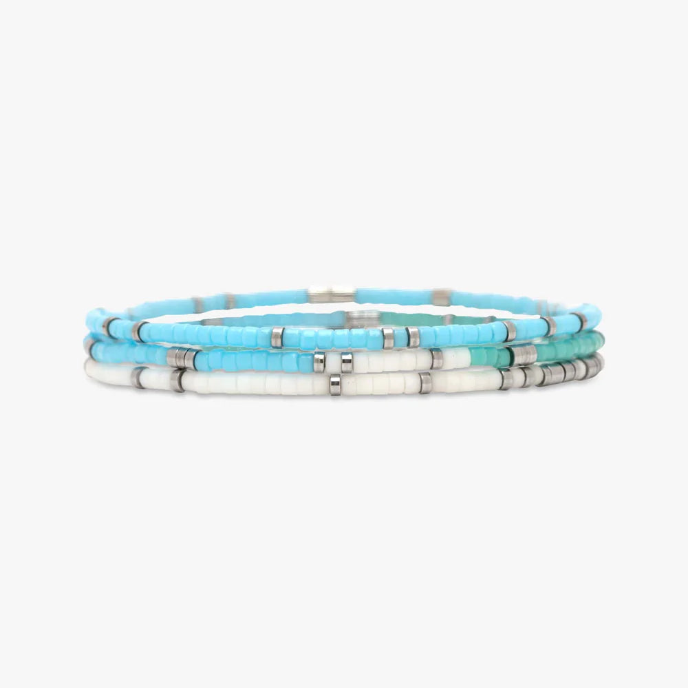 PV -Seafoam Dream Stretch Bracelet Set of 3-Podos Boutique, a Women's Fashion Boutique Located in Calera, AL