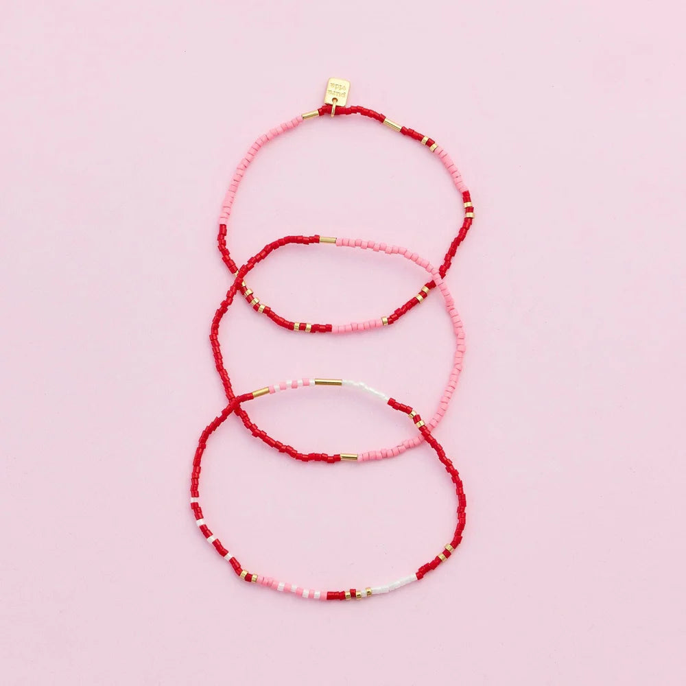 PV Set of 3 Stretch Bracelet - Be Mine-Podos Boutique, a Women's Fashion Boutique Located in Calera, AL