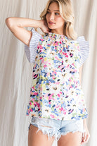 Ruffle Cap Sleeve Top-Short Sleeves-Podos Boutique, a Women's Fashion Boutique Located in Calera, AL