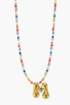 Rainbow Bubble Letter Necklace-Jewelry-Podos Boutique, a Women's Fashion Boutique Located in Calera, AL
