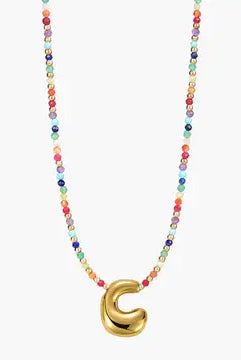 Rainbow Bubble Letter Necklace-Jewelry-Podos Boutique, a Women's Fashion Boutique Located in Calera, AL