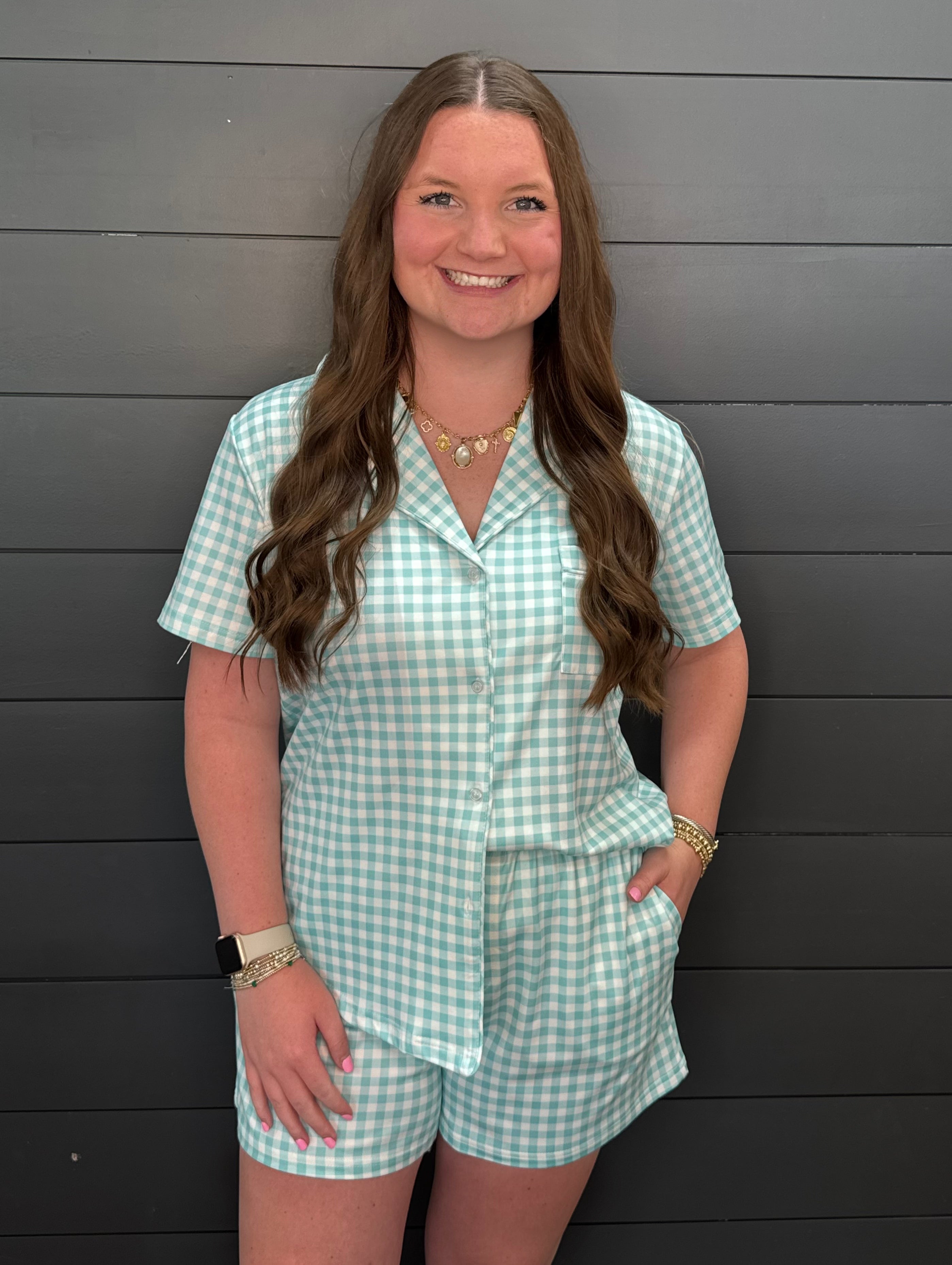 Katydid Preppy Plaid Pajamas-Lounge Wear-Podos Boutique, a Women's Fashion Boutique Located in Calera, AL