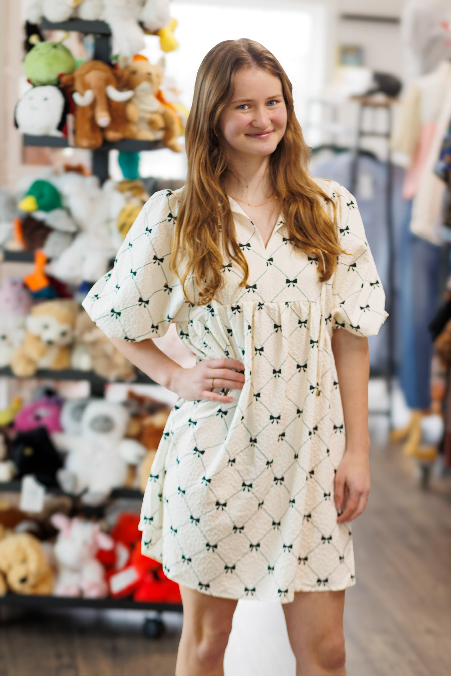 Sweet Bow Mini Dress-Podos Boutique, a Women's Fashion Boutique Located in Calera, AL