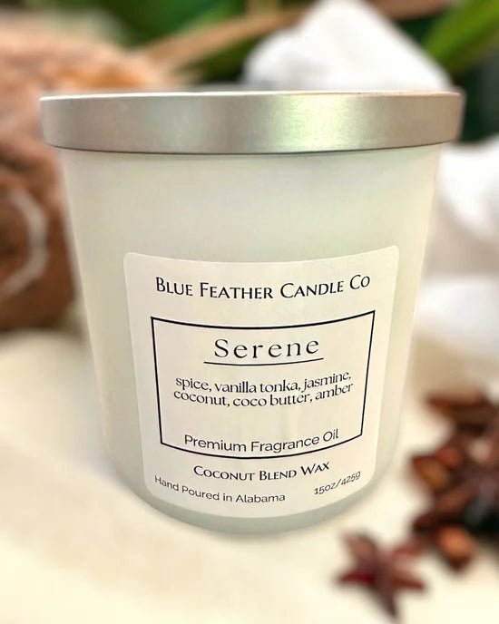 Blue Feather Candle-Candles-Podos Boutique, a Women's Fashion Boutique Located in Calera, AL