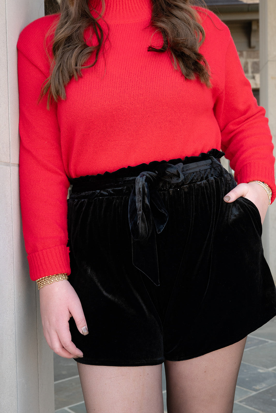 Velvet Paper Back Shorts-Shorts-Podos Boutique, a Women's Fashion Boutique Located in Calera, AL