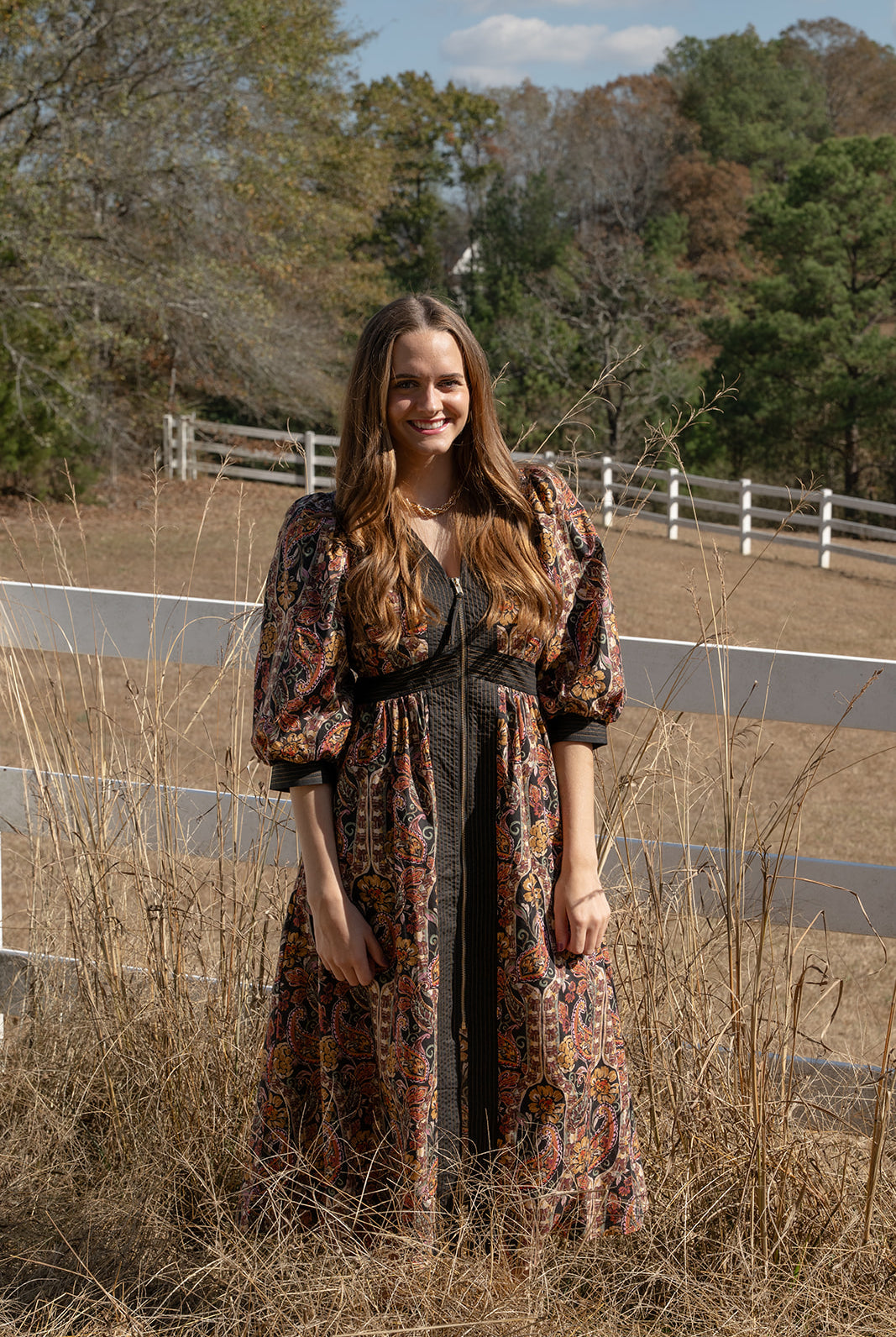 Midnight Paisley Zip Dress-Midi Dresses-Podos Boutique, a Women's Fashion Boutique Located in Calera, AL