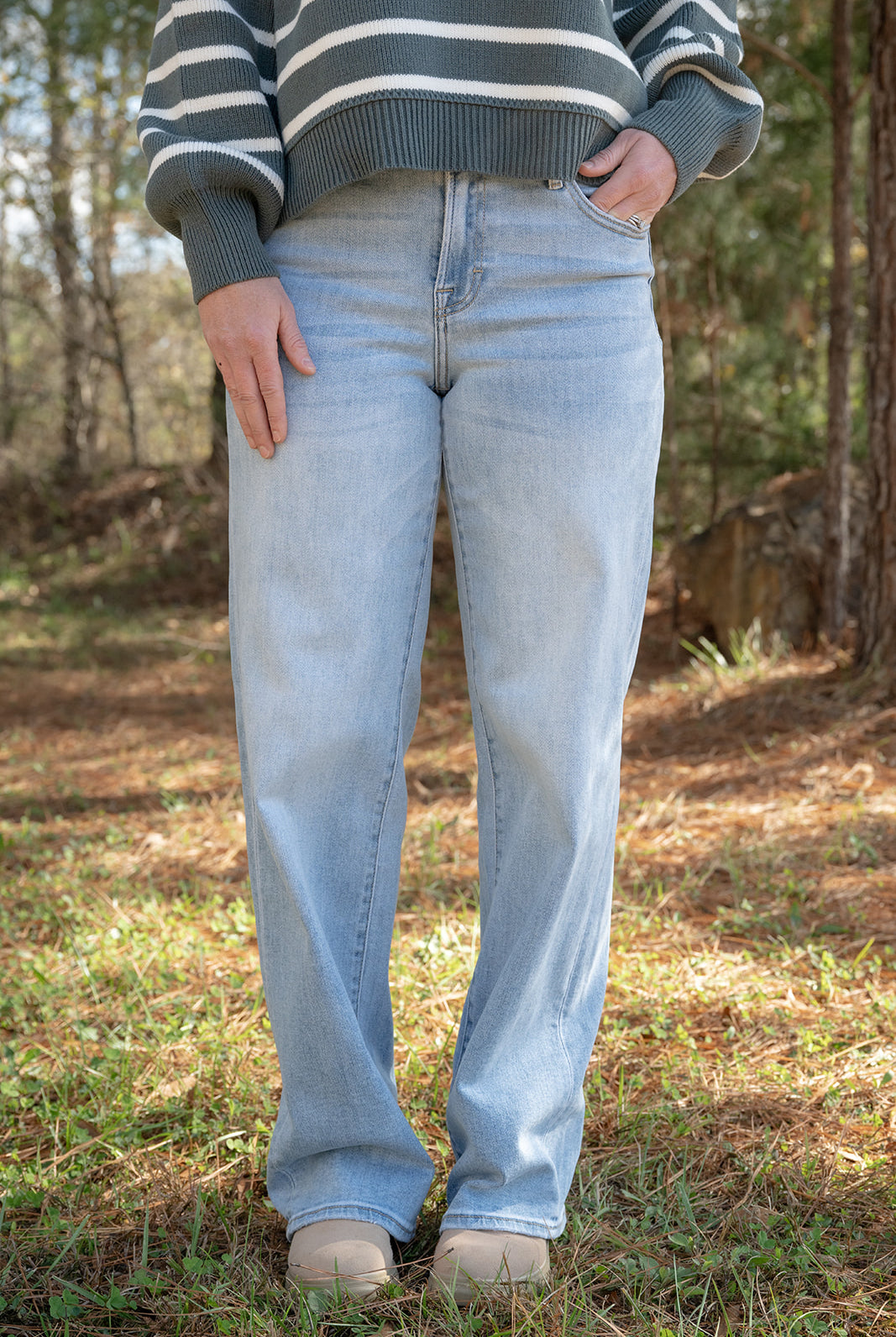 Risen High Rise-Straight Jeans-Jeans-Podos Boutique, a Women's Fashion Boutique Located in Calera, AL