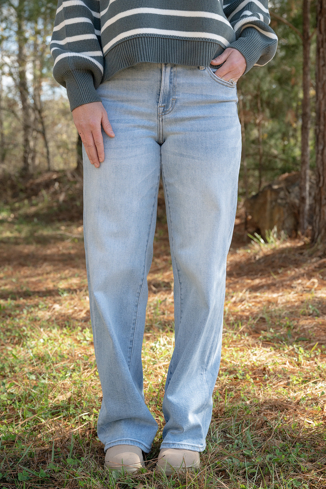Risen High Rise-Straight Jeans-Jeans-Podos Boutique, a Women's Fashion Boutique Located in Calera, AL