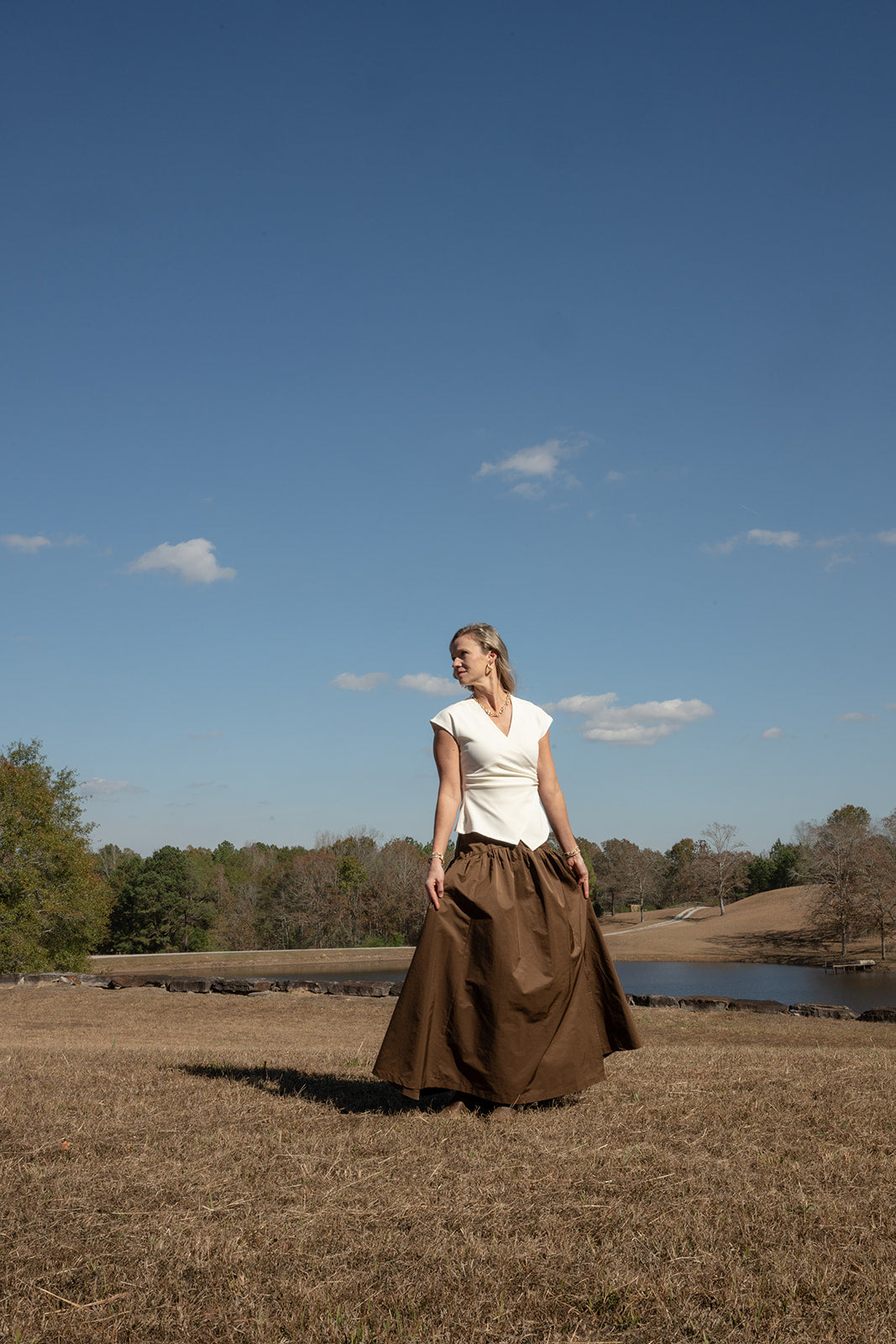 A-Line Mocha Flair Skirt-Skirts-Podos Boutique, a Women's Fashion Boutique Located in Calera, AL