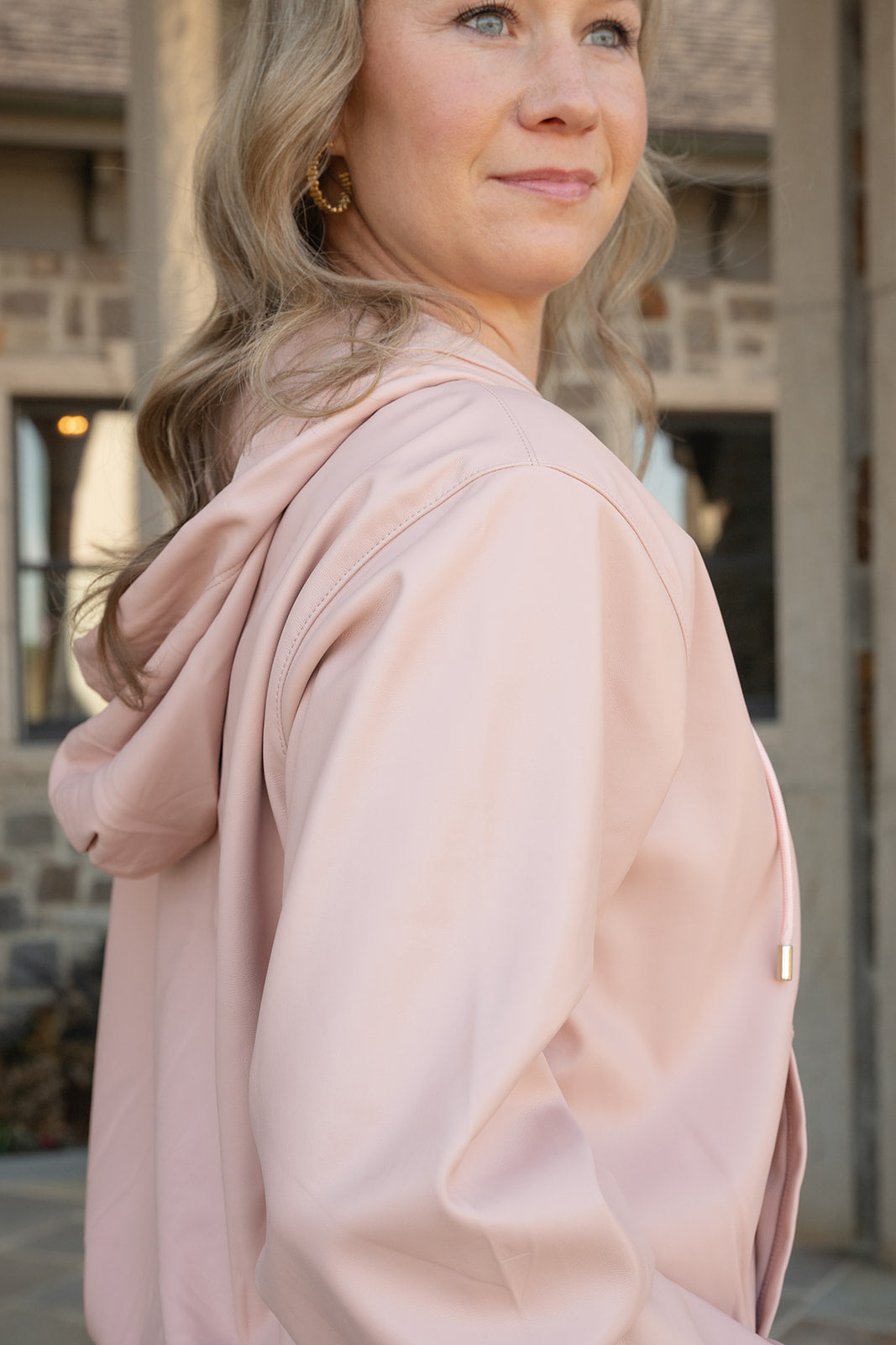 Rae Mode PU Leather Cropped Hoodie Jacket-Jackets-Podos Boutique, a Women's Fashion Boutique Located in Calera, AL