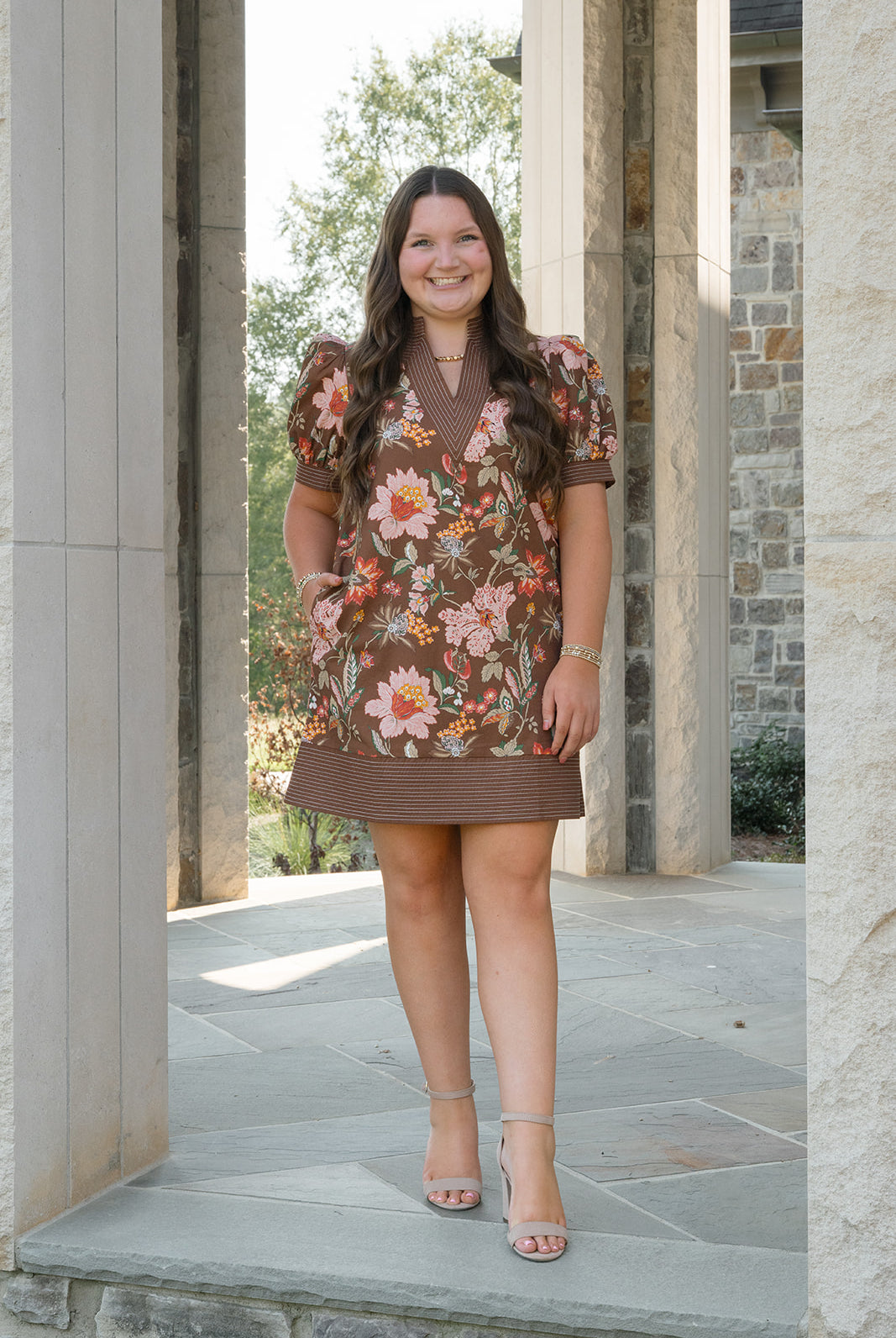 Autumn Floral Dress-Short Dresses-Podos Boutique, a Women's Fashion Boutique Located in Calera, AL