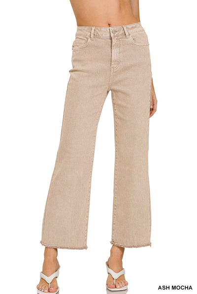 High Rise Acid Wash Frayed Hem Bootcut Jeans-Jeans-Podos Boutique, a Women's Fashion Boutique Located in Calera, AL