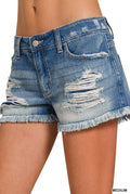 Picking Daisies Denim Shorts-Shorts-Podos Boutique, a Women's Fashion Boutique Located in Calera, AL
