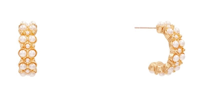 Gold and Pearl Hoop Earrings-Podos Boutique, a Women's Fashion Boutique Located in Calera, AL