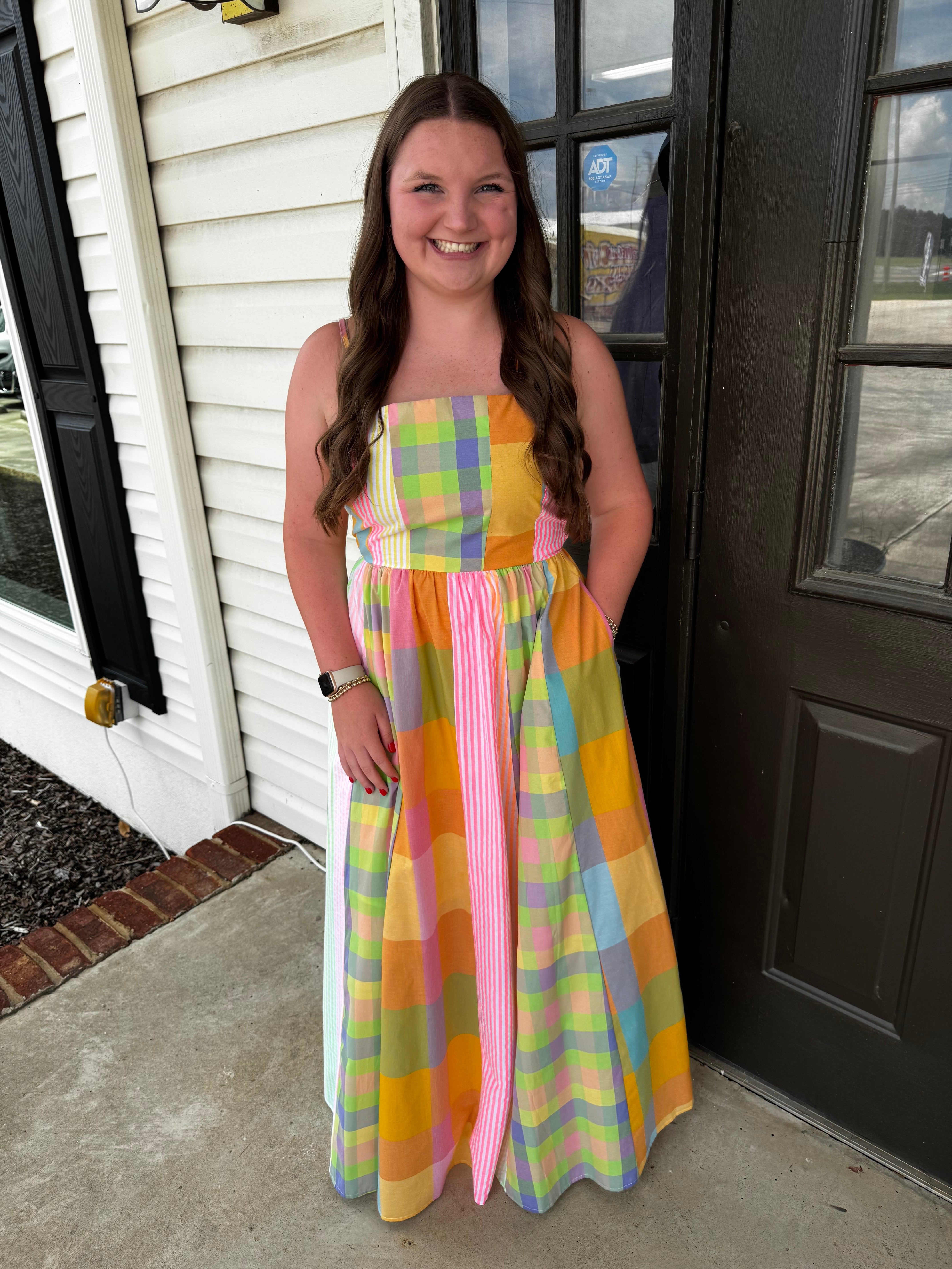 Over The Rainbow Dress-Midi Dresses-Podos Boutique, a Women's Fashion Boutique Located in Calera, AL