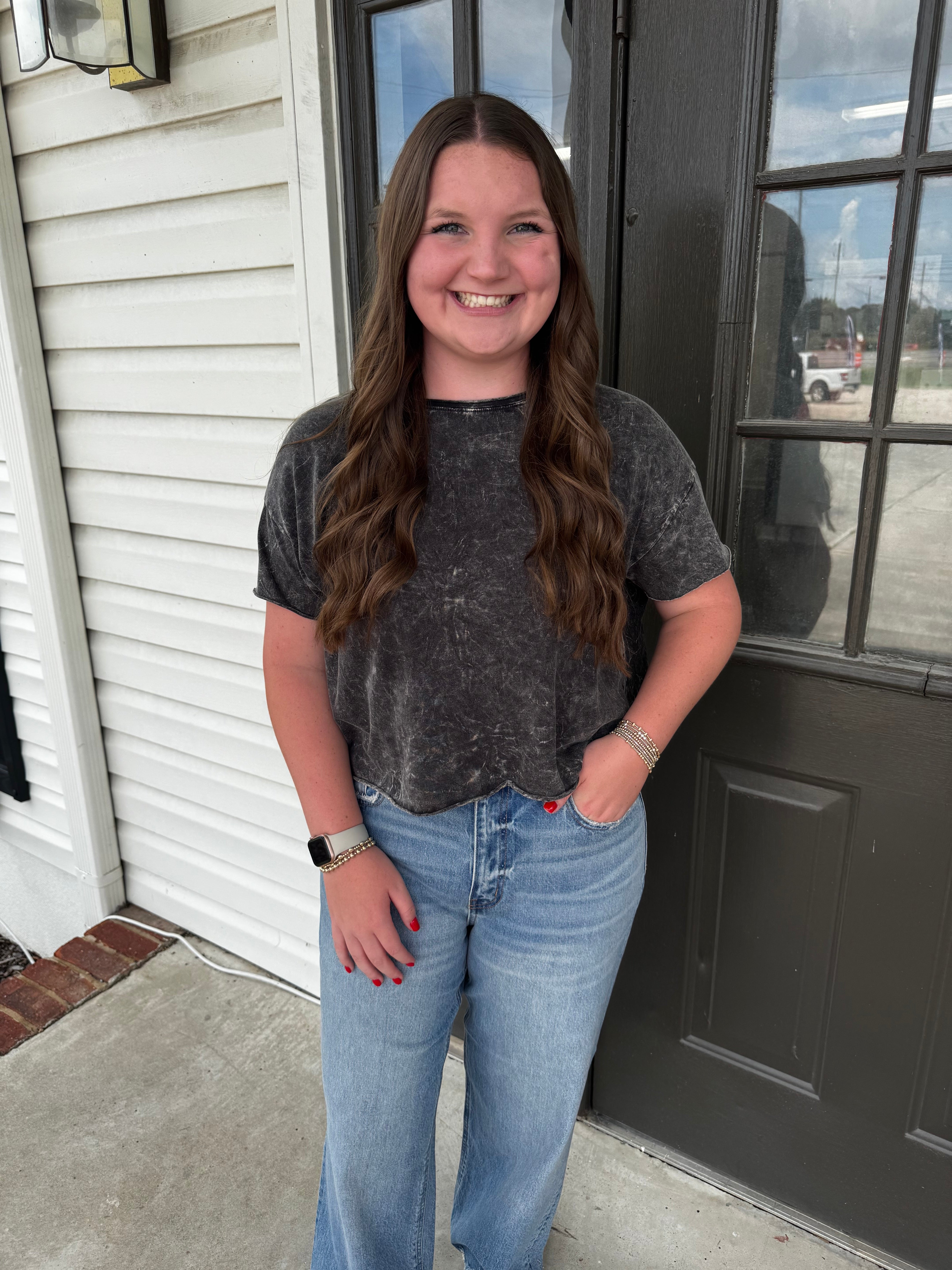 Over The Moon Box Tee-Fashion Tops-Podos Boutique, a Women's Fashion Boutique Located in Calera, AL